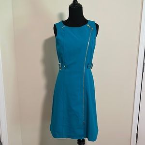 Calvin Klein Sleeveless Teal Zipper Dress